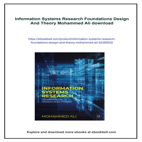 Information Systems Research Foundations Design And Theory Mohammed Ali