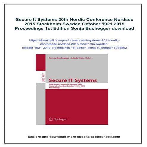 Secure It Systems 20th Nordic Conference Nordsec 2015 Stockholm Sweden Octobe...