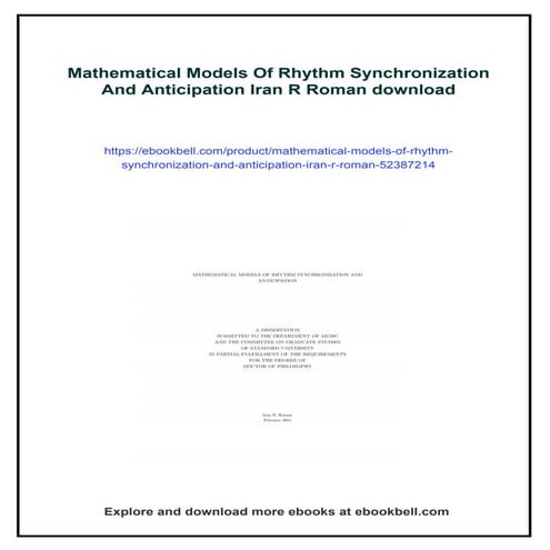 Mathematical Models Of Rhythm Synchronization And Anticipation Iran R Roman