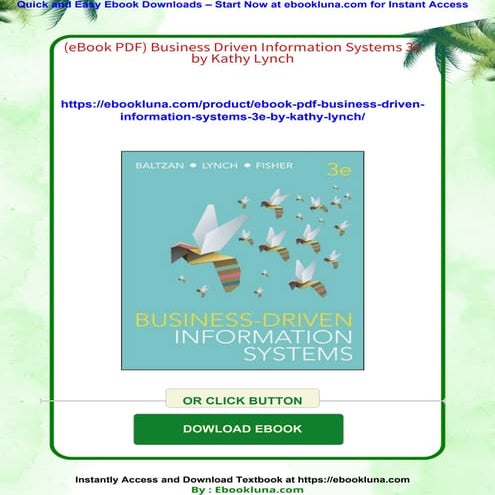 (eBook PDF) Business Driven Information Systems 3e by Kathy Lynch