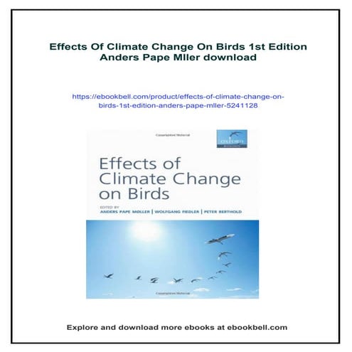 Effects Of Climate Change On Birds 1st Edition Anders Pape Mller
