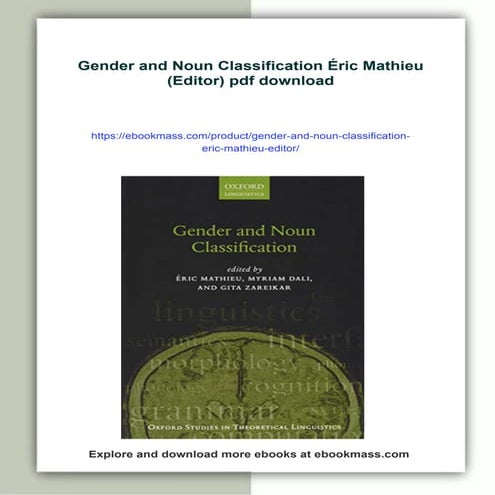 Gender and Noun Classification Éric Mathieu (Editor) | PDF