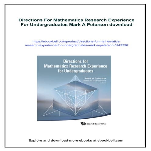 Directions For Mathematics Research Experience For Undergraduates Mark A Pete...