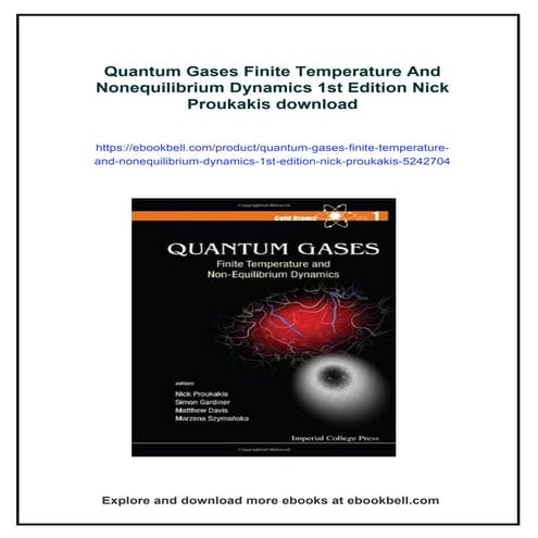 Quantum Gases Finite Temperature And Nonequilibrium Dynamics 1st ...
