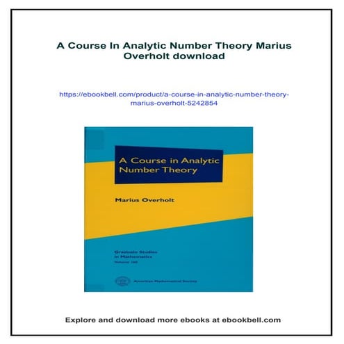 A Course In Analytic Number Theory Marius Overholt