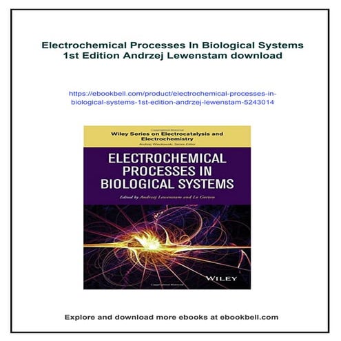 Electrochemical Processes In Biological Systems 1st Edition Andrzej ...