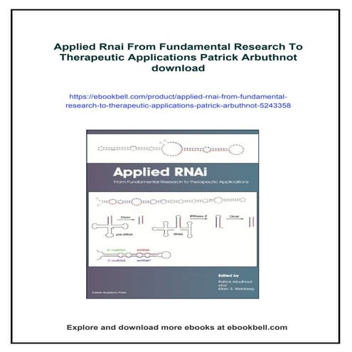 Applied Rnai From Fundamental Research To Therapeutic Applications ...