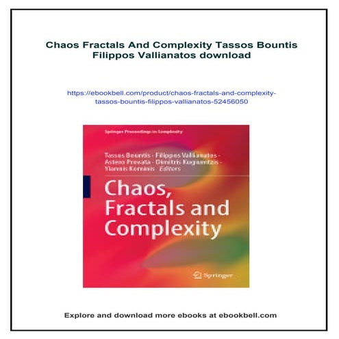 Chaos Fractals And Complexity Tassos Bountis Filippos Vallianatos
