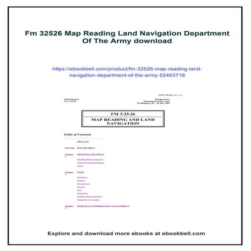 Fm 32526 Map Reading Land Navigation Department Of The Army