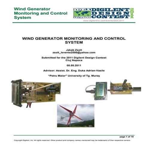 WIND GENERATOR MONITORING AND CONTROL SYSTEM (1) | PDF