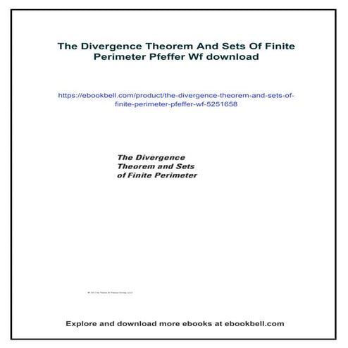 The Divergence Theorem And Sets Of Finite Perimeter Pfeffer Wf | PDF