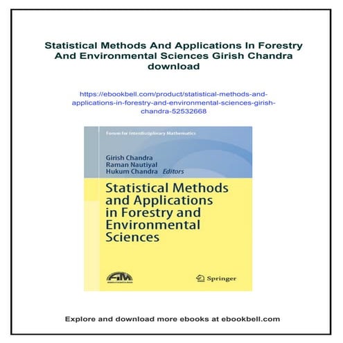 Statistical Methods And Applications In Forestry And Environmental Sciences G...