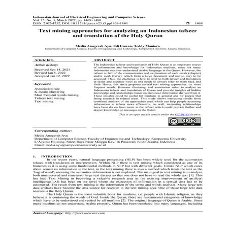 Text mining approaches for analyzing an Indonesian tafseer and ...