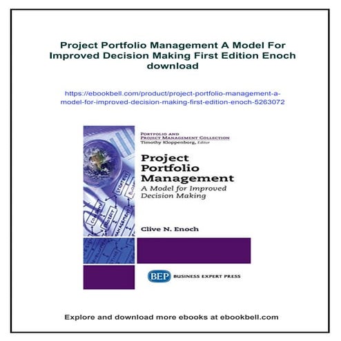 Project Portfolio Management A Model For Improved Decision Making First Editi...