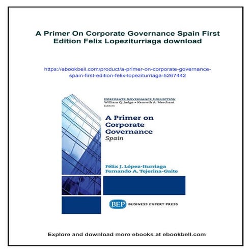 A Primer On Corporate Governance Spain First Edition Felix Lopeziturriaga