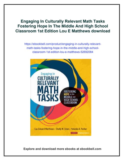 Engaging In Culturally Relevant Math Tasks Fostering Hope In The Middle ...