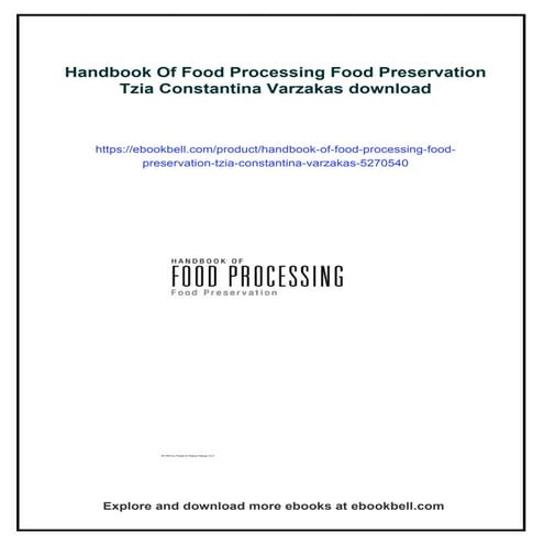 Handbook Of Food Processing Food Preservation Tzia Constantina Varzakas ...