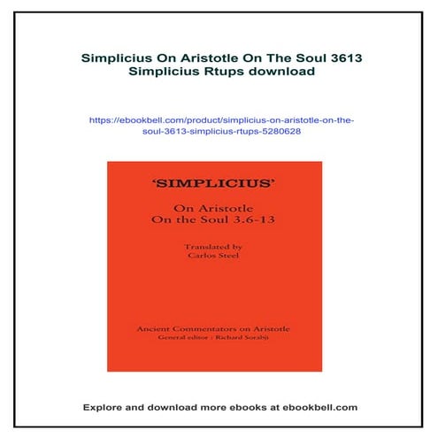 Simplicius On Aristotle On The Soul 3613 Simplicius Rtups | PDF