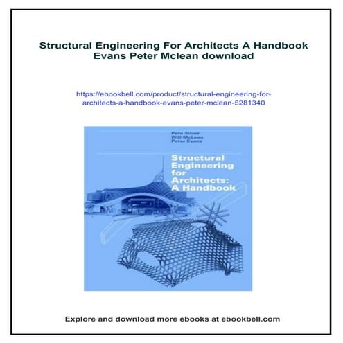 Structural Engineering For Architects A Handbook Evans Peter Mclean