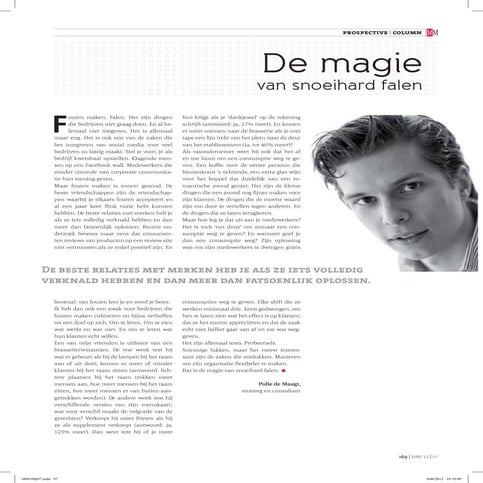 "De magie van snoeihard falen" - Column for MediaMarketing (Belgium/Dutch)