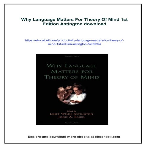 Why Language Matters For Theory Of Mind 1st Edition Astington | PDF