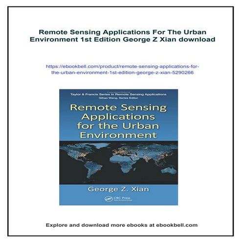 Remote Sensing Applications For The Urban Environment 1st Edition ...
