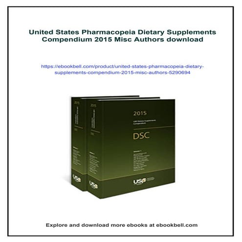 United States Pharmacopeia Dietary Supplements Compendium 2015 Misc ...