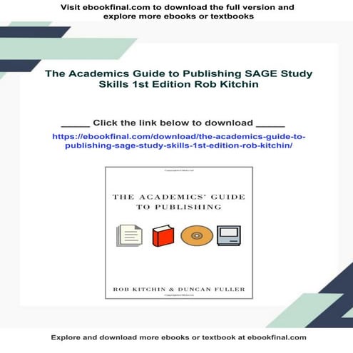 The Academics Guide to Publishing SAGE Study Skills 1st Edition Rob ...