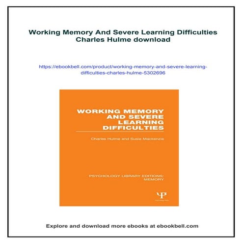 Working Memory And Severe Learning Difficulties Charles Hulme | PDF