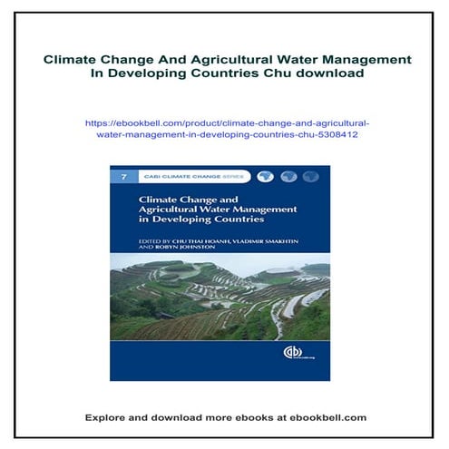 Climate Change And Agricultural Water Management In Developing Countries Chu