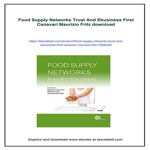 Food Supply Networks Trust And Ebusiness First Canavari Maurizio Fritz