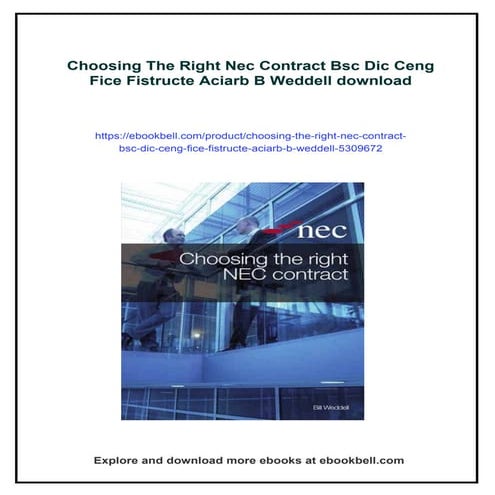 Choosing The Right Nec Contract Bsc Dic Ceng Fice Fistructe Aciarb B Weddell