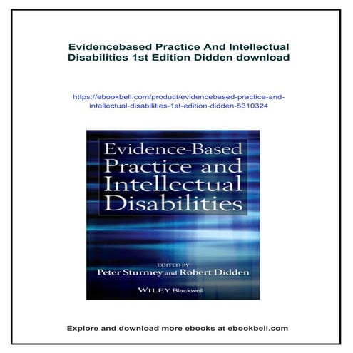 Evidencebased Practice And Intellectual Disabilities 1st Edition Didden ...