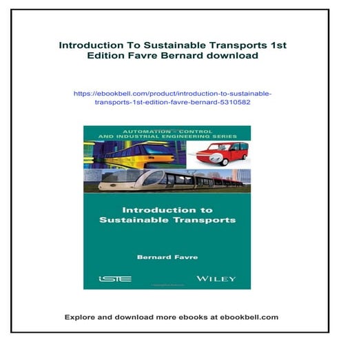 Introduction To Sustainable Transports 1st Edition Favre Bernard