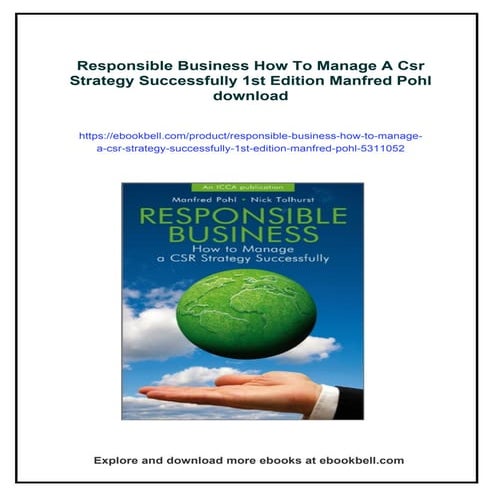 Responsible Business How To Manage A Csr Strategy Successfully 1st ...