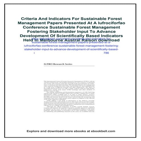 Criteria And Indicators For Sustainable Forest Management Papers ...