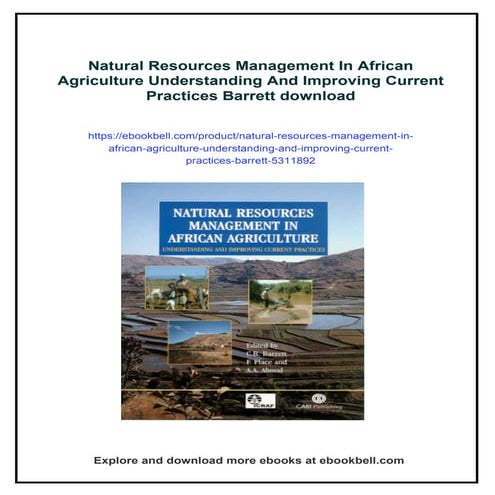 Natural Resources Management In African Agriculture Understanding And ...