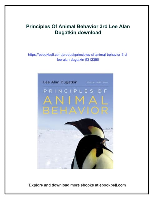 Principles Of Animal Behavior 3rd Lee Alan Dugatkin