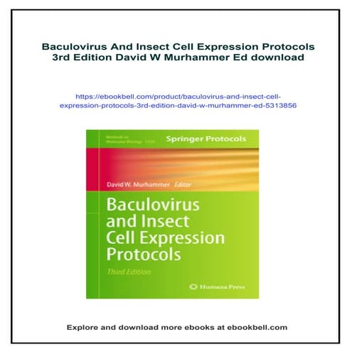 Baculovirus And Insect Cell Expression Protocols 3rd Edition David W Murhamme...