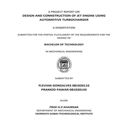 Final Year Project report (Jet Engine)