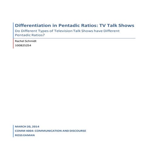 Pentadic ratios in TV Talk Shows