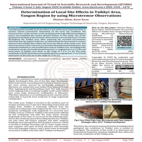 Determination of Local Site Effects in Taikkyi Area, Yangon Region by using M...