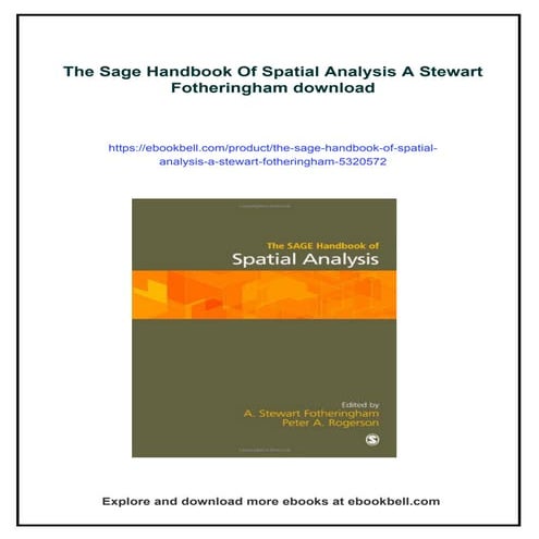 The Sage Handbook Of Spatial Analysis A Stewart Fotheringham | PDF
