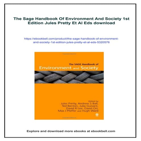 The Sage Handbook Of Environment And Society 1st Edition Jules Pretty ...