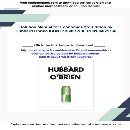 Solution Manual for Economics 3rd Edition by Hubbard Obrien ISBN 013602176X 9...