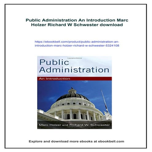 Public Administration An Introduction Marc Holzer Richard W Schwester