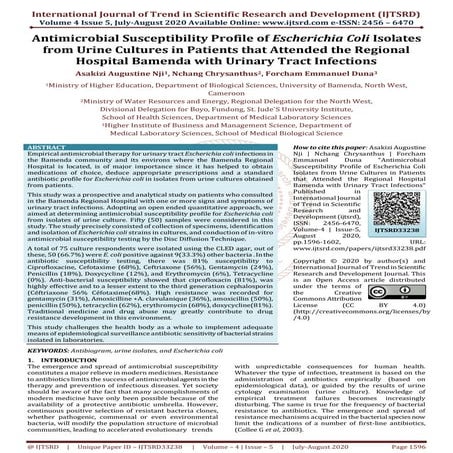 Antimicrobial Susceptibility Profile of Escherichia Coli Isolates from Urine ...