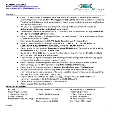 Manmadha_Rao_  Q A Test Manager_Lead -Resume CyberKorp Inc