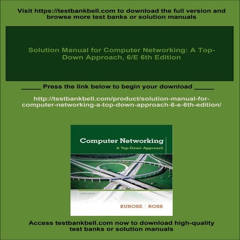 Solution Manual for Computer Networking: A Top-Down Approach, 6/E 6th ...