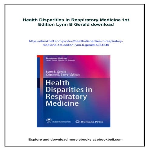 Health Disparities In Respiratory Medicine 1st Edition Lynn B Gerald | PDF
